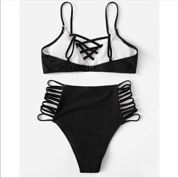 SHAY🌴 black strappy high waisted bikini black - Picture 2 of 2